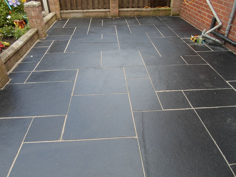 Black limestone patio